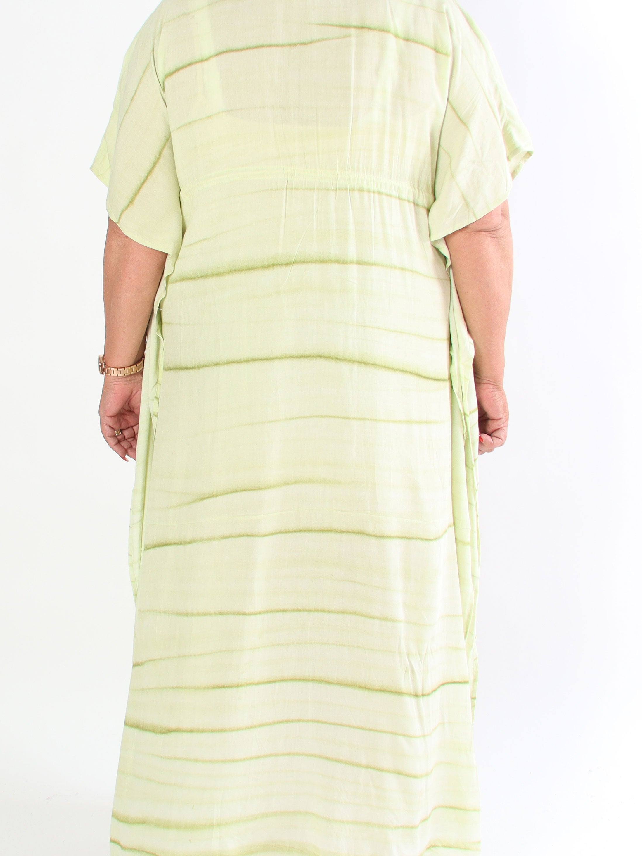 Avery - Plus size kjole i viskose detaljeret med perler og snøre ved brystet